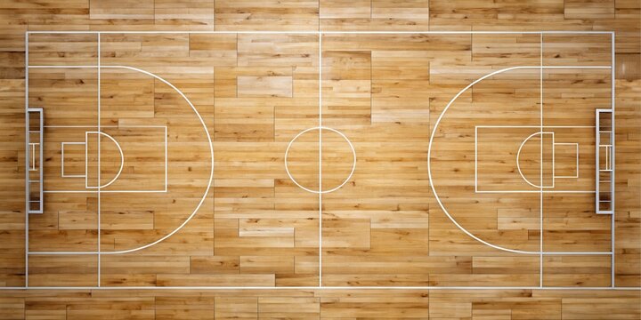 wooden hardwood maple floor basketball court overhead view