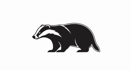 Fototapeta premium Stylized black and white illustration of a badger in profile