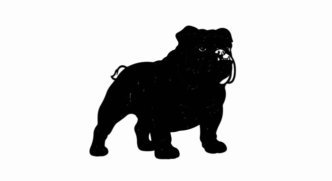 Solid black silhouette of a bulldog on a white background