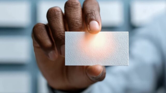 Hand selecting blank blue card in decision-making concept