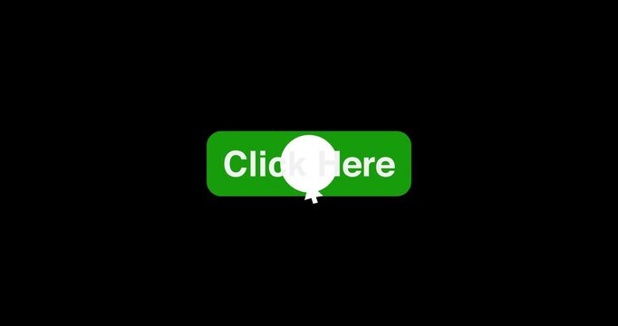 Button Click or press Click Here button on transparent background. Click on Click Here button with arrow cursor. button animation concept