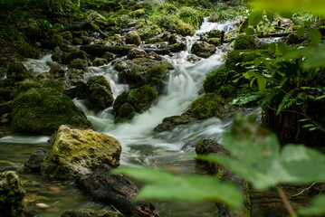A small waterfall in the forest, Germany