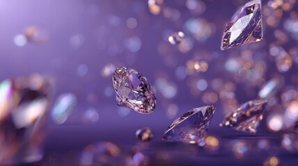 Numerous sparkling diamonds floating against a rich purple background, radiating luxury, elegance, and high - value beauty.