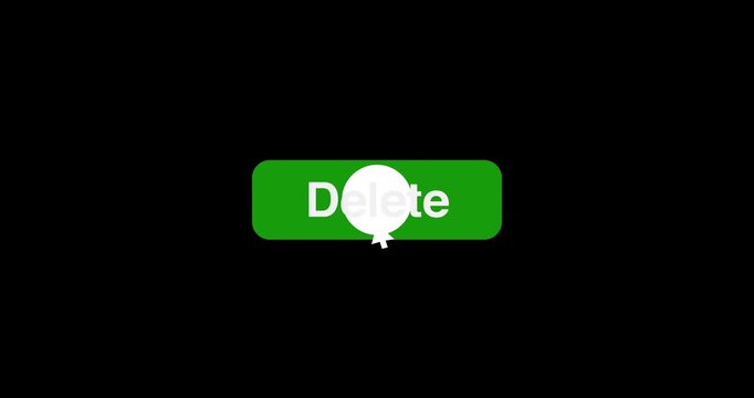 Button Click or press Delete button on transparent background. Click on Delete button with arrow cursor. button animation concept