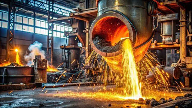 Molten metal dripping from a broken pipe