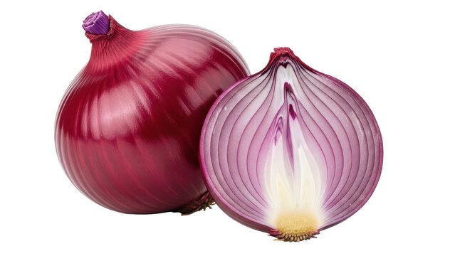 Two red onions isolated on transparent background