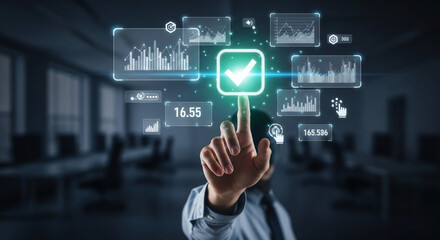 Fototapeta premium Digital Approval System Interface with Real Time Data Analytics Dashboard