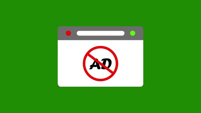 No Ads Web Browser Window Ad Blocked Symbol Green Background internet