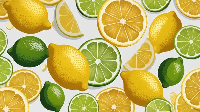 Lemons Limes Oranges Fruit Slices Pattern.