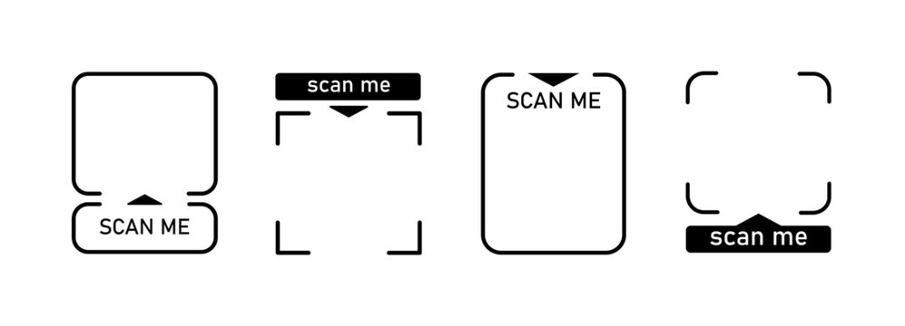 Set with scan me icon for qr code. Scanner border shape. Screen of frame scanner for mobile phone. Vector illustration