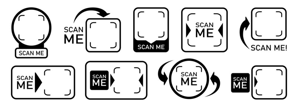 Set with scan me icon for qr code. Scanner border shape. Screen of frame scanner for mobile phone. Vector illustration
