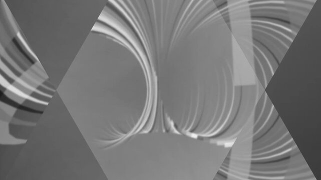 Abstract Geometric Shapes in Motion Black White.