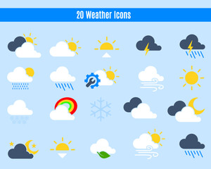 Obraz premium weather forecast icons vector flat 