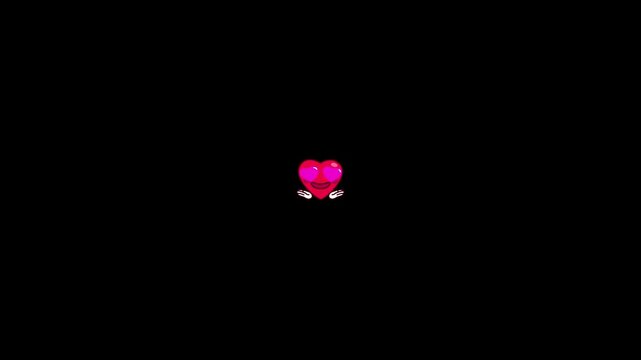 Stunning pink heart icon with hands on transparent background