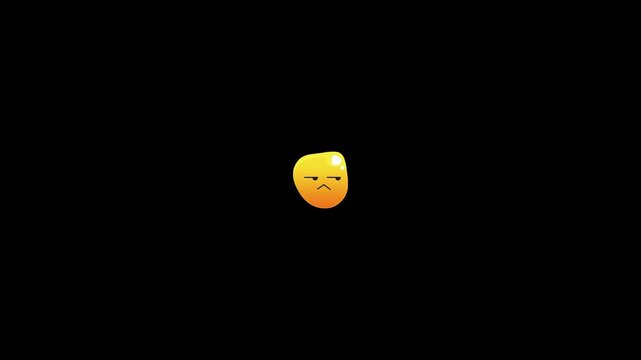 Yellow emoji with angry expression on black background
