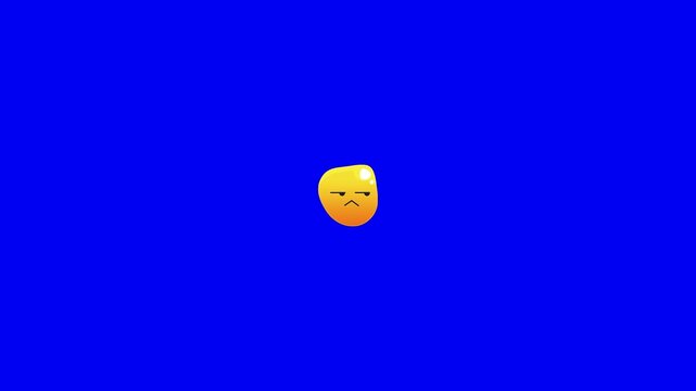 Disappointed emoji face on blue background