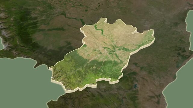 Chechnya region, Russia - map extrusion with regional location map.