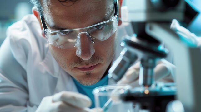 Scientist microscope study