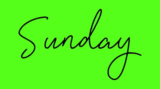 A video showcasing the word Sunda written in black cursive font on a bright green background