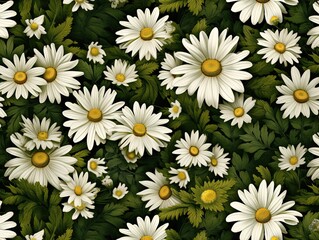 Fototapeta premium Seamless White Daisy Flower Pattern Background with Fresh Spring Floral Design