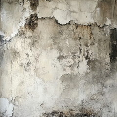 Obraz premium An aged, weathered concrete wall with patches of peeling paint and signs of wear, providing a textured and rustic background.