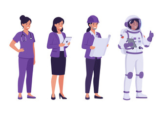 Fototapeta premium Women in Different Professions Career Diversity Vector
