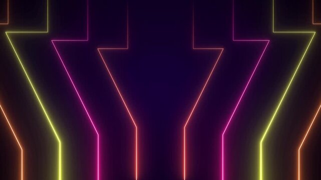 Futuristic neon HUD interface for tech videos, sci-fi productions, and UI/UX demonstrations. Glowing heads-up display elements animation. Seamless 4K loop.