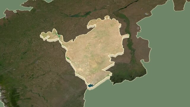 Kalmykia region, Russia - map extrusion with regional location map.