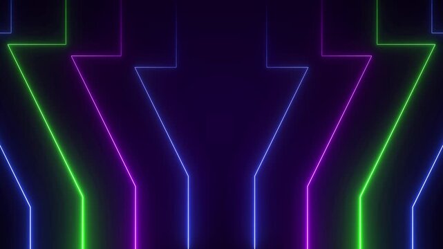 Futuristic neon HUD interface for tech videos, sci-fi productions, and UI/UX demonstrations. Glowing heads-up display elements animation. Seamless 4K loop.
