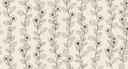 Elegant floral pattern featuring flowers and leaves in a seamless illustration