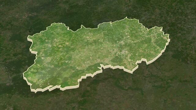 Kaluga region, Russia - map extrusion with regional location map.