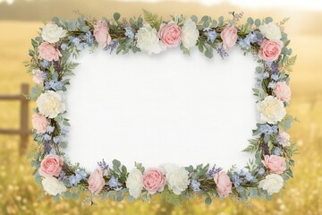 Pastel Floral Frame with Roses | Elegant Spring Flower Border Background