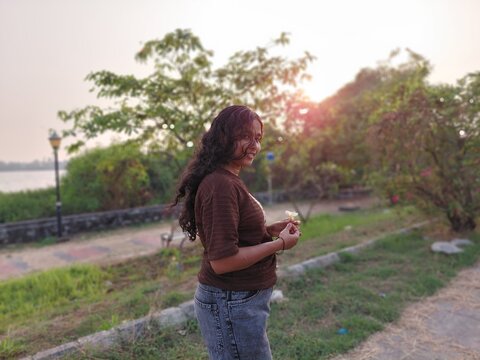 young woman in the park