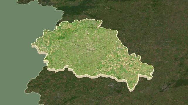 Kursk region, Russia - map extrusion with regional location map.