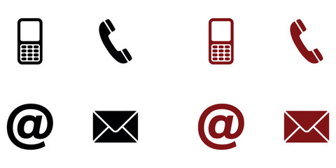 Business Contact Icon Set with Phone Email and Mobile Symbol for Communication Design Vector Illustration.