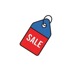 Red Sale Tag with Blue Top.