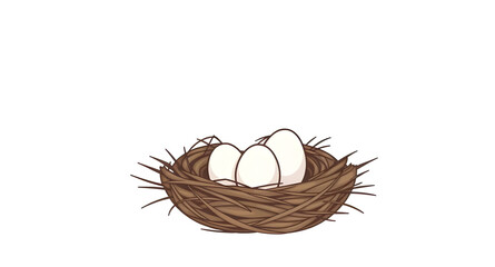 nest, eggs, icon, isolated, bird, nature, wildlife, spring, hatchling, family, home, shelter, incubation, breeding, parenting, care, protection, natural, rural, forest, branch, straw, twigs, illustrat