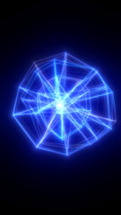 Glowing geometric star-like burst of electric blue energy forming a dynamic luminous structure