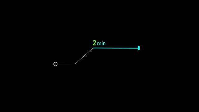 2 Min clock icon animation. 2 minute line animation on black background and creating a stunning 4k video.