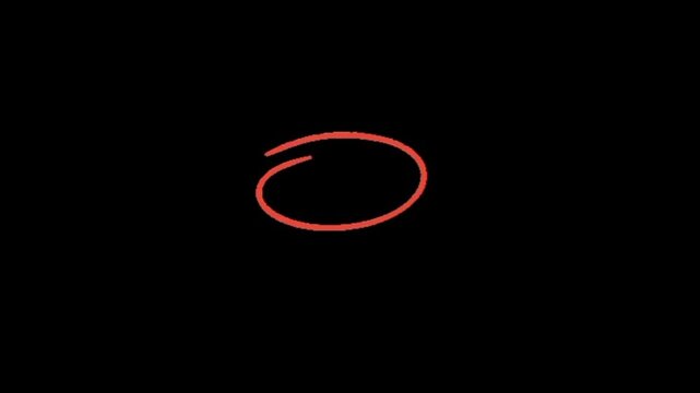 Dynamic red oval shape moving in black space. Dynamic red circle moving on black background in modern animation