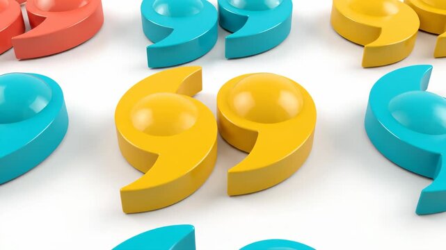 Colorful quotation marks background animation perfect for emphasis dialogue and typography designs abstract speech bubble graphics