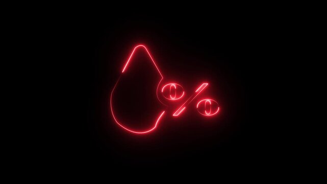 Abstract glowing neon humidity icon animation with dark background.Futuristic glowing humidity icon with smooth animated.