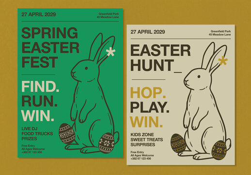 Swiss Style Easter Fest Poster Layout Set