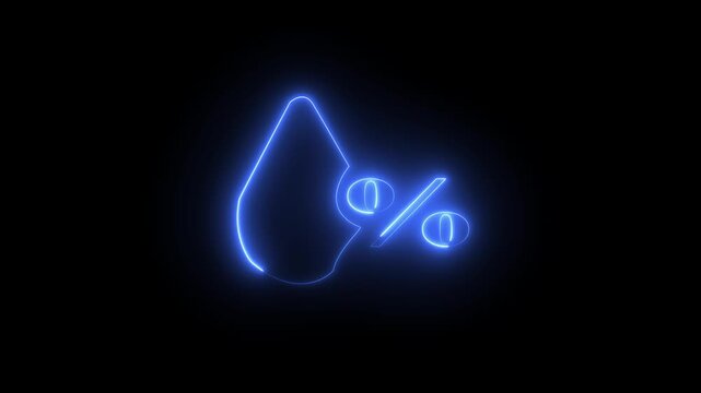 Abstract glowing neon humidity icon animation with dark background.Futuristic glowing humidity icon with smooth animated.