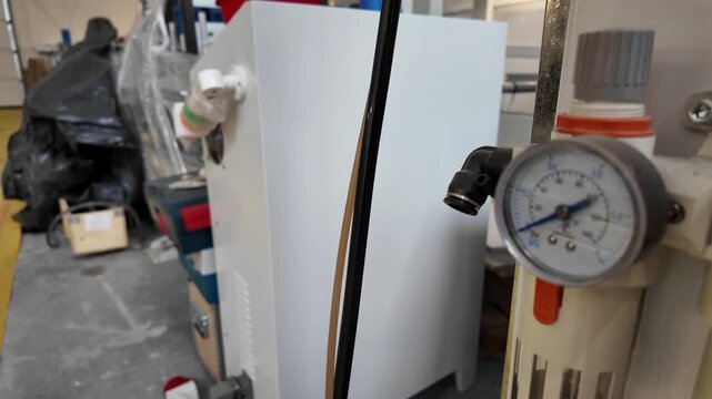 Industrial pressure gauge manometer on pneumatic system