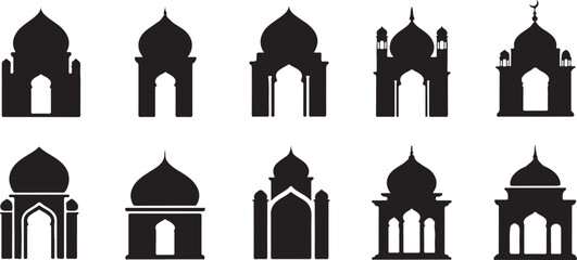 Collection of architectural silhouettes featuring arches and domes © Beauty