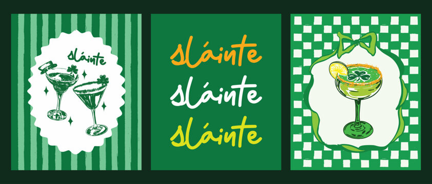 Slainte Irish Cocktail Retro Poster Set