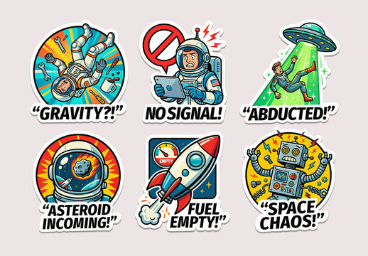 Space Misadventures Sticker Pack Layout