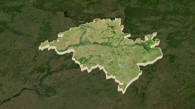 Tatarstan region, Russia - map extrusion with regional location map.