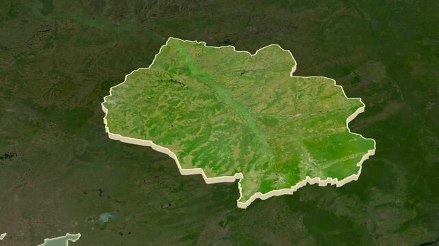 Tomsk region, Russia- map extrusion with regional location map.
